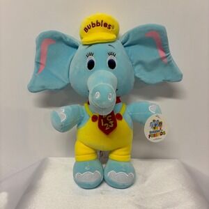 Bubbels and Friends Blue Elephant Plush Yellow Overalls Hat 11.5' Fiesta NWT